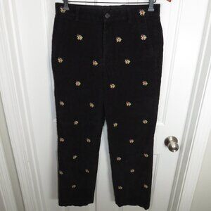 Brooks Brothers Black Corduroy Pants Embroidered Christmas Santa Reindeer 31x30